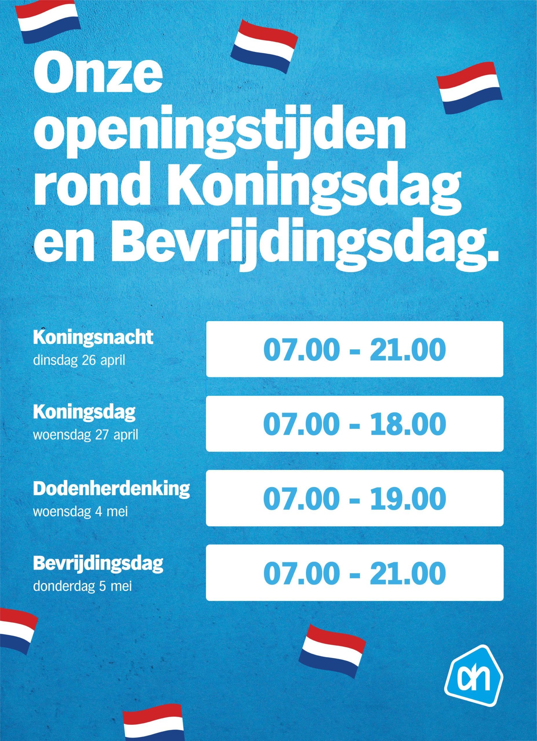 Onze openingstijden rond Bevrijdingsdag